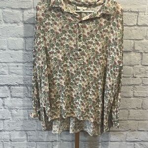 Easel large Floral Pattern Multicolor Flowy Women's Blouse lightweight longsleev